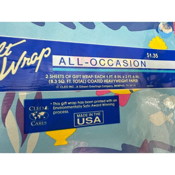 Vintage Cleo Gift Wrap Paper Made In USA All Occasion Tropical Fish Print 90's - Picture 3 of 3